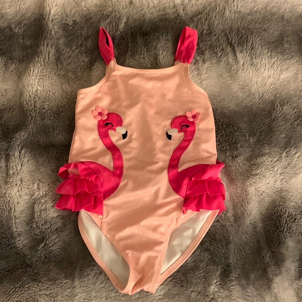 Pink Polka Dot Flamingo One Piece